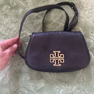 Tory Burch Black Crossbody Bag with Gold Logo